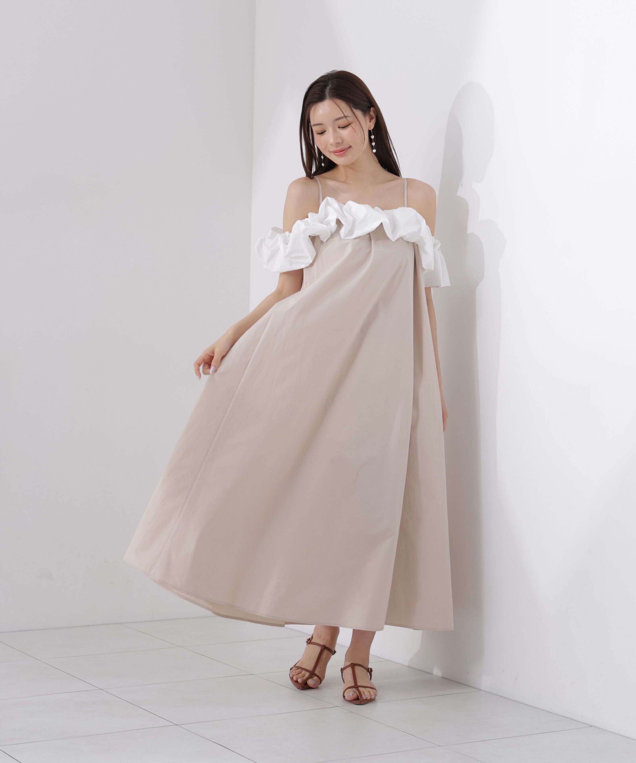 PROPORTION BODY DRESSING「＜EDIT COLOGNE＞バルーンオフショルキャミワンピース」|ワンピース|