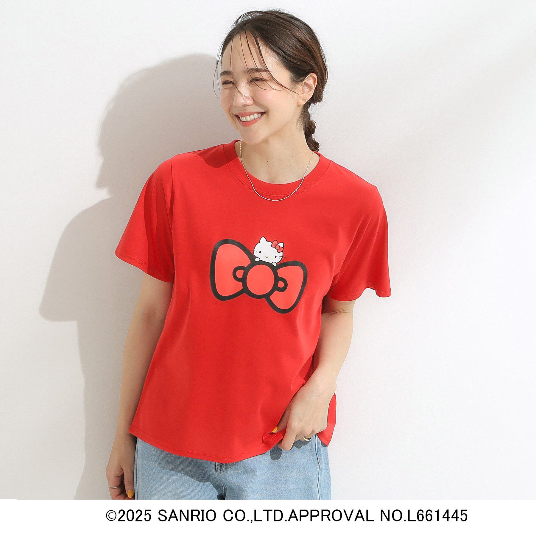 SHOO･LA･RUE「【HELLO KITTYコラボ】【SHOO ICE／汗染み軽減／UVカット】コンパクトTシャツ」|Tシャツ・カットソー|