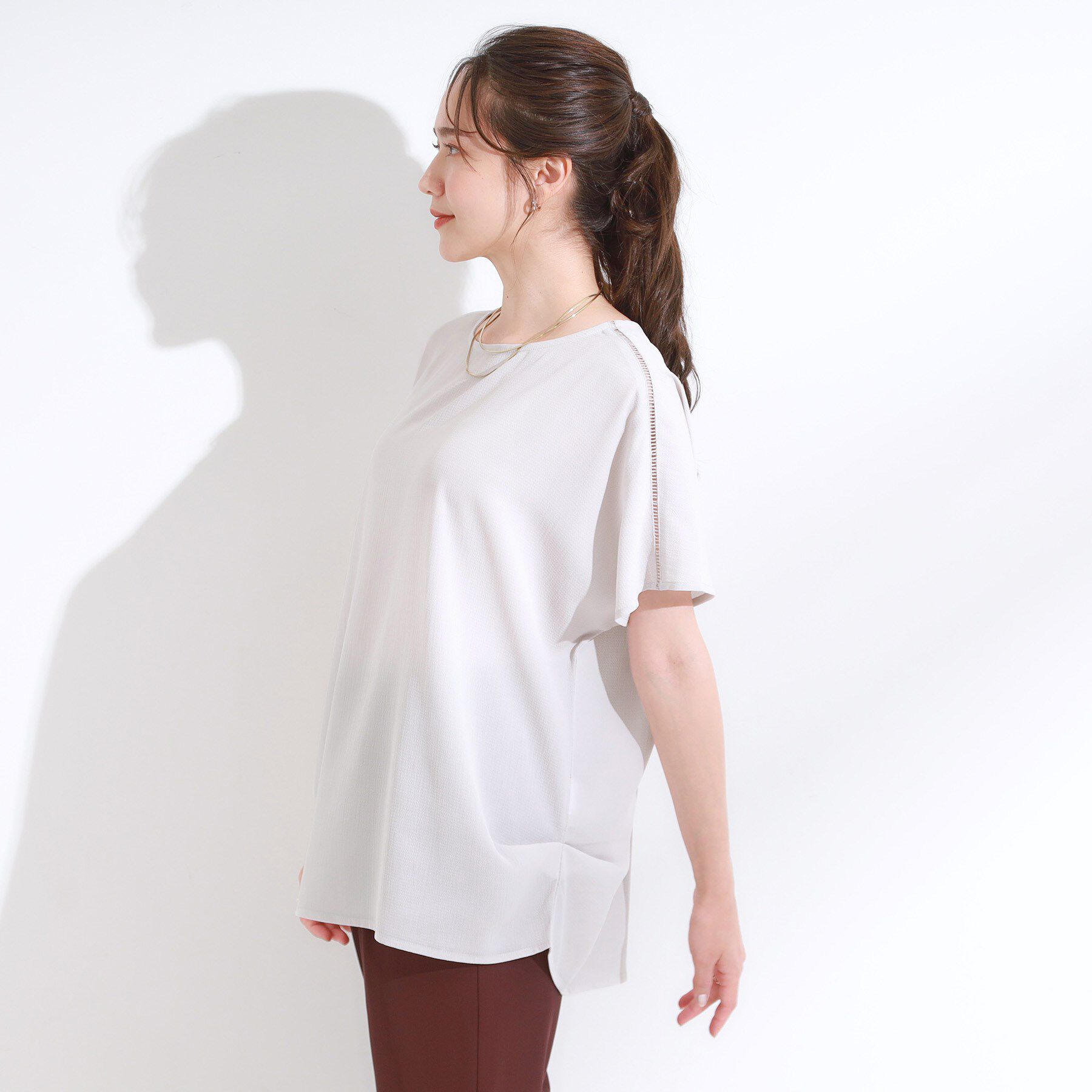 SHOO･LA･RUE「【S-LL/ひんやり/洗濯後しわになりにくい】インせず決まる はしごレースドルマンブラウス」|シャツ・ブラウス|