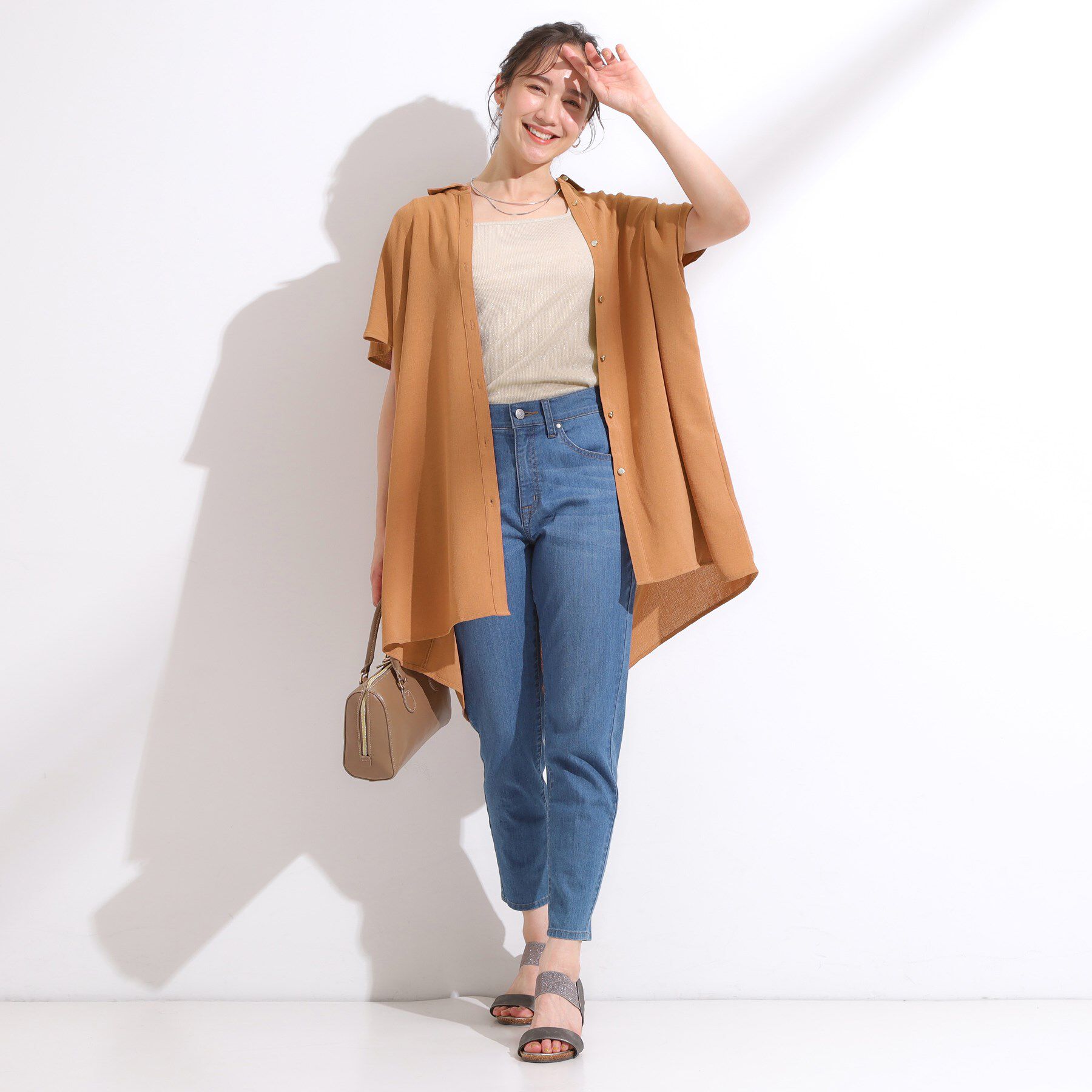 SHOO･LA･RUE「【S-LL/体型カバー】さらりとしたタッチが心地よい バックギャザーブラウス」|チュニック|