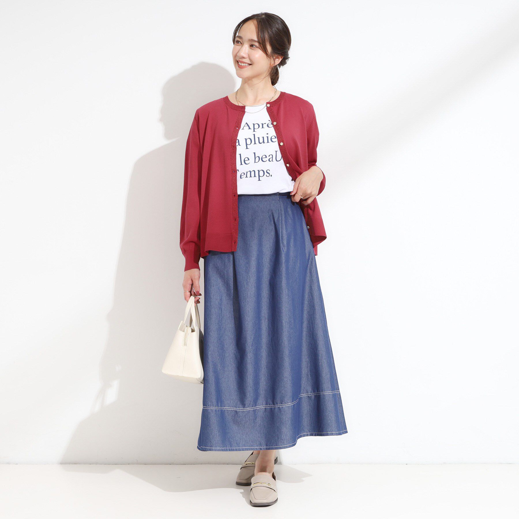SHOO･LA･RUE「【洗える/S-LL】上品なラメ使い クルーネック ニットカーディガン」|カーディガン|