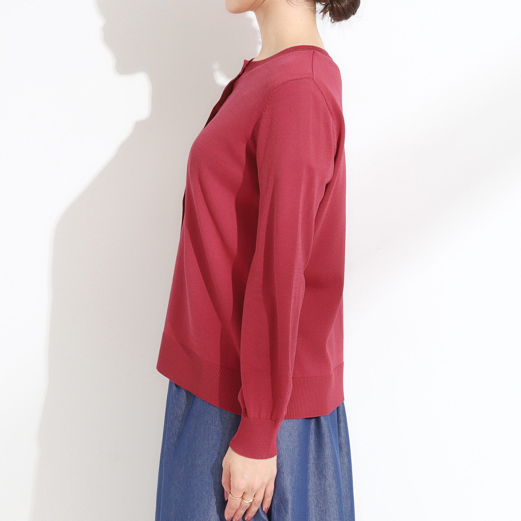 SHOO･LA･RUE「【洗える/S-LL】上品なラメ使い クルーネック ニットカーディガン」|カーディガン|