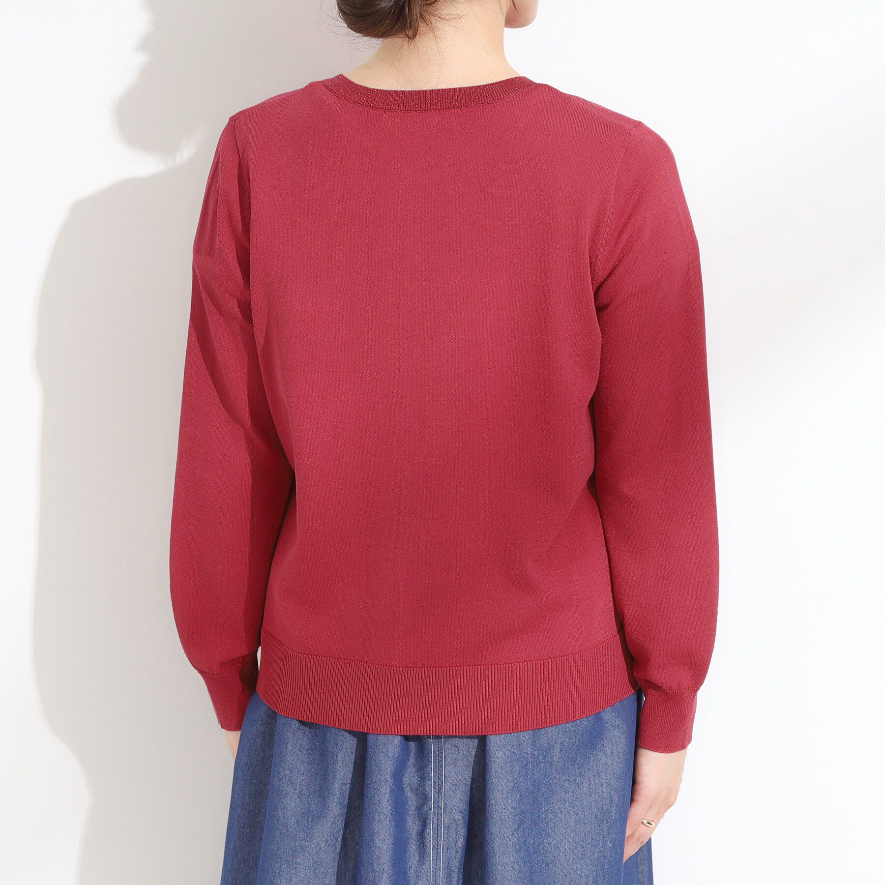 SHOO･LA･RUE「【洗える/S-LL】上品なラメ使い クルーネック ニットカーディガン」|カーディガン|