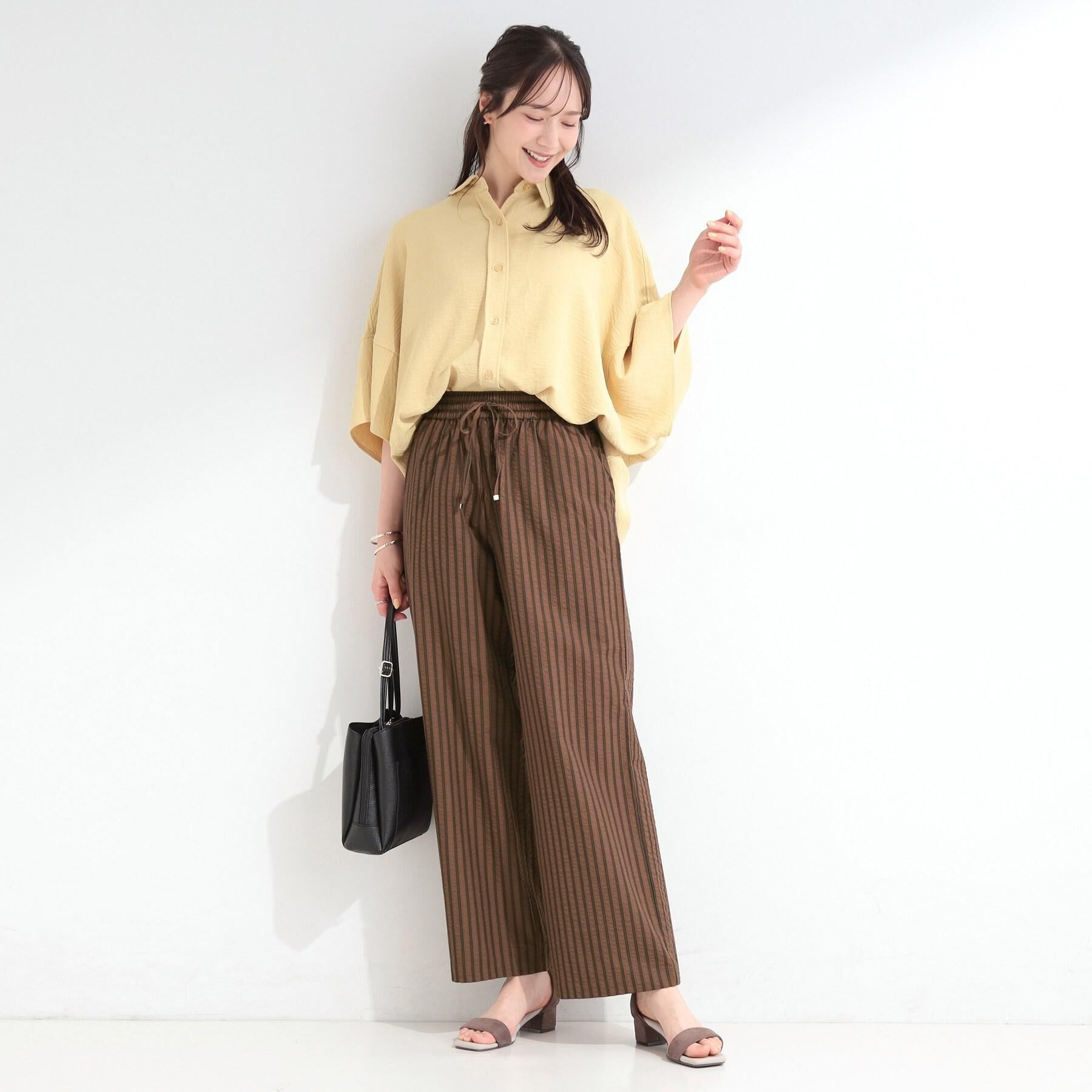 SHOO･LA･RUE「【高レビュー/洗濯後しわになりにくい/体型カバー】きちんとゆるっと 大人の抜け感 ポンチョ風カラーシ」|シャツ・ブラウス|
