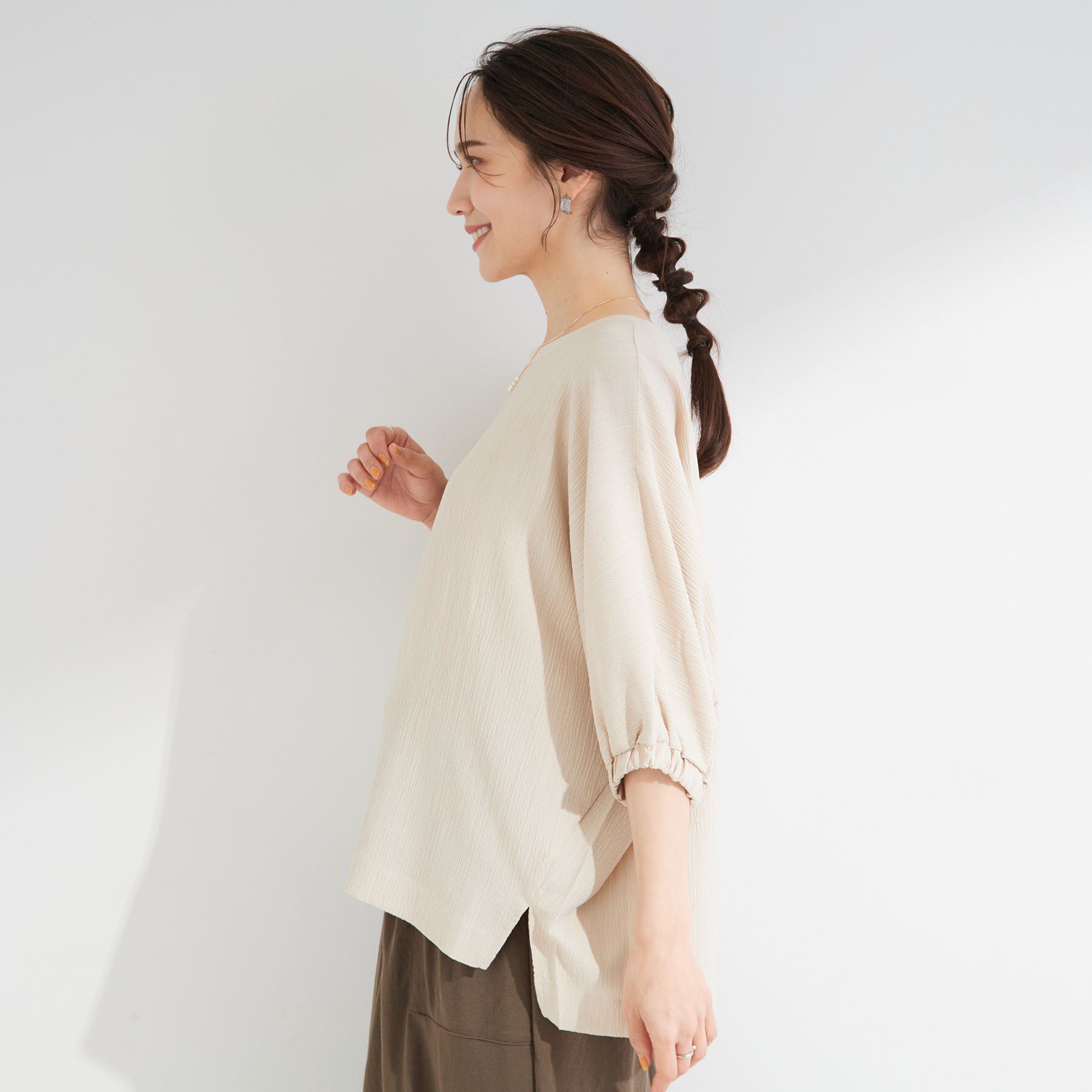 SHOO･LA･RUE「【インせず着られる/洗濯後しわになりにくい】しぼしぼドルマンブラウス」|シャツ・ブラウス|
