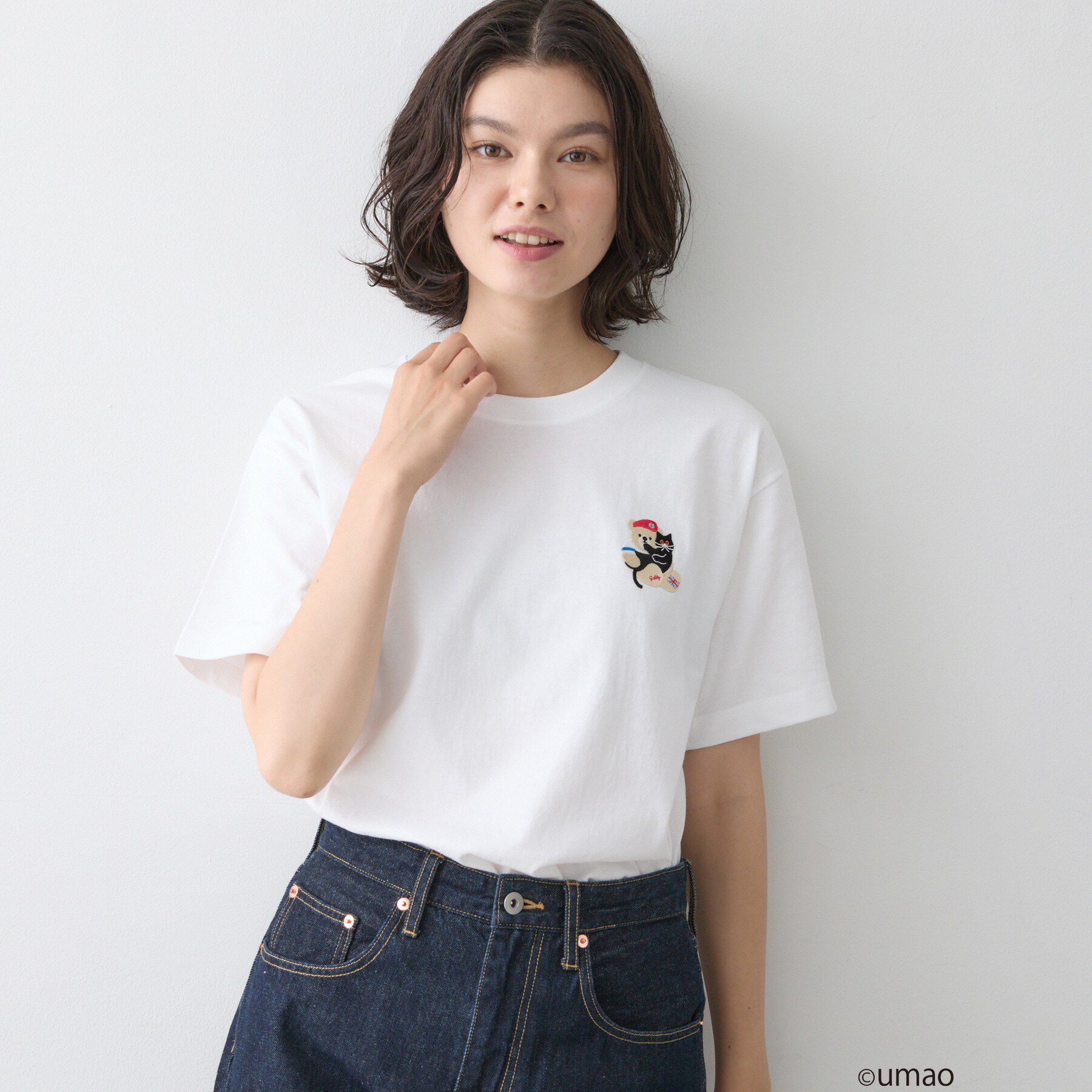 Dessin「UMAO&times;Dessinコラボ 刺繍Tシャツ」|Tシャツ・カットソー|ホワイト(001)