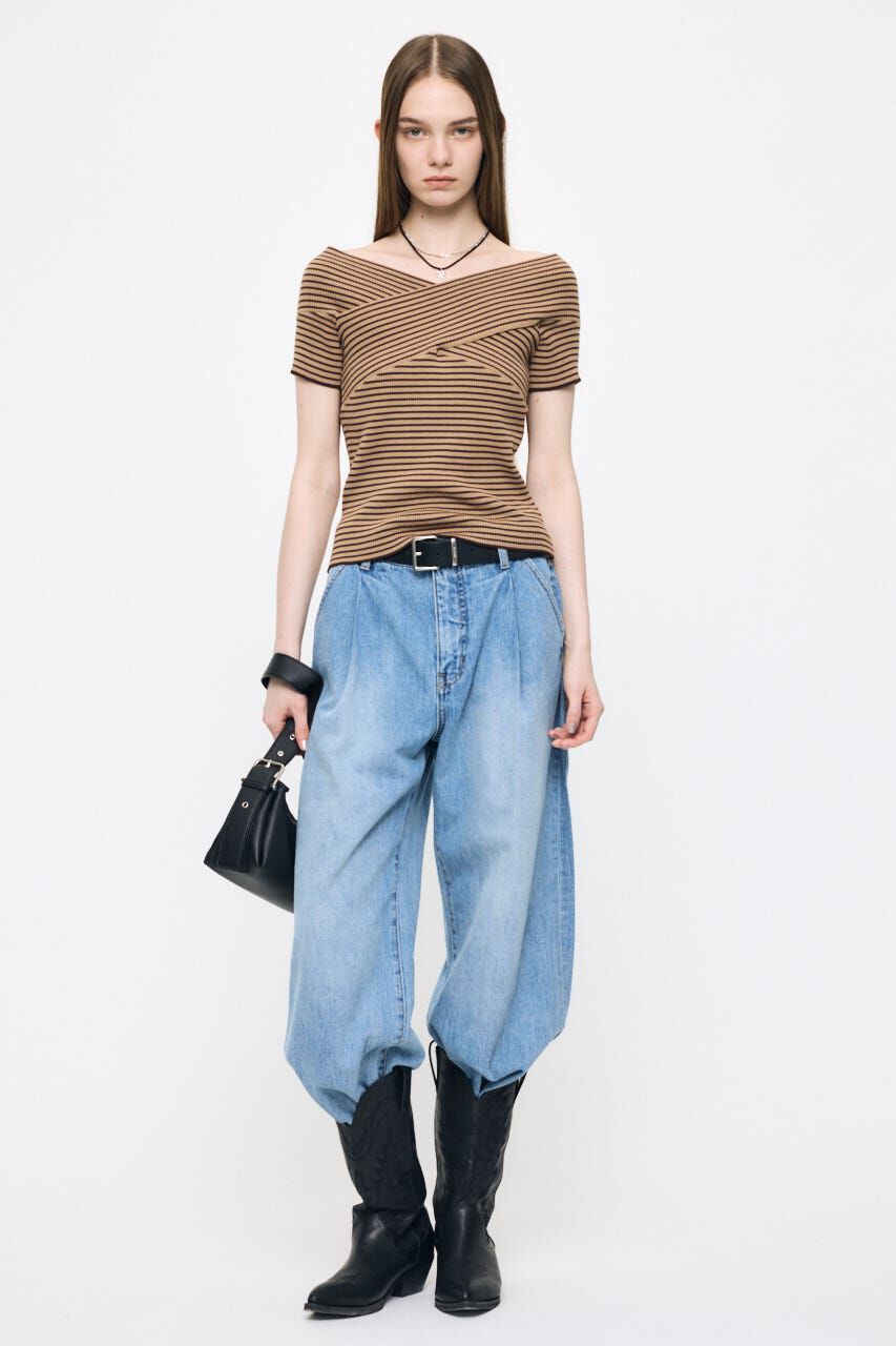 MOUSSY「CROSS OFF SHOULDER トップス」|ニット・セーター|