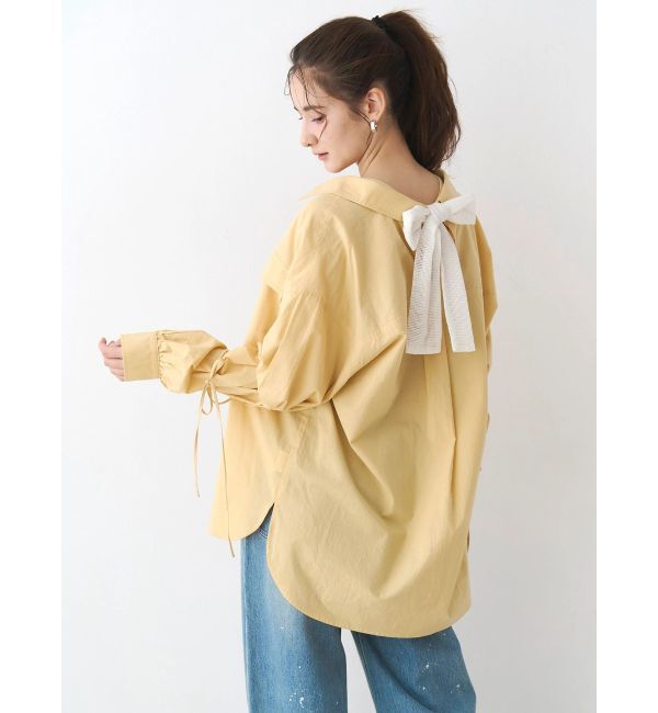 CALNAMUR「バックリボンオーバーコットンシャツ」|シャツ・ブラウス|イエロー