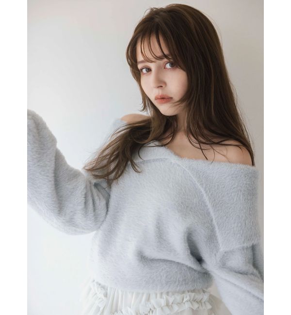 dazzlin「2WAYミニシャギーオフショルニット」|ニット・セーター|グレー