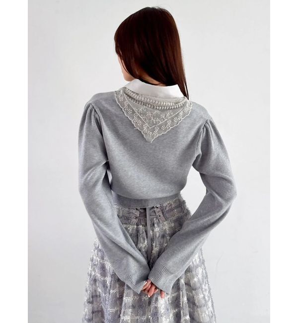 dazzlin「【POLO BCSコラボ】レーススカーフベア刺繍ニットトップス」|ニット・セーター|