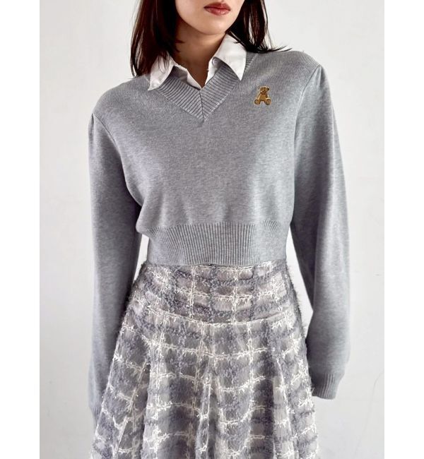 dazzlin「【POLO BCSコラボ】レーススカーフベア刺繍ニットトップス」|ニット・セーター|