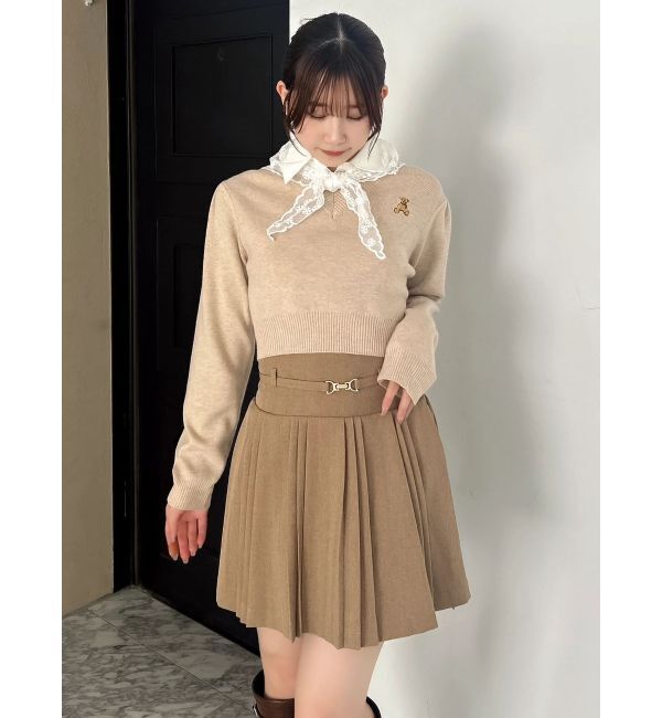 dazzlin「【POLO BCSコラボ】レーススカーフベア刺繍ニットトップス」|ニット・セーター|