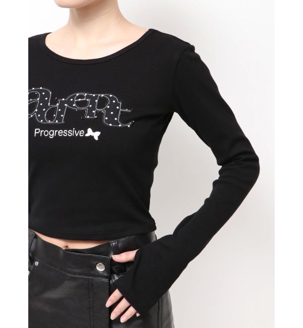 EMODA「ロゴパッチクロップロングスリーブTシャツ」|Tシャツ・カットソー|