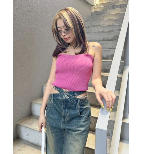 EVRIS「ビジューワイドデニムパンツ」|デニム|