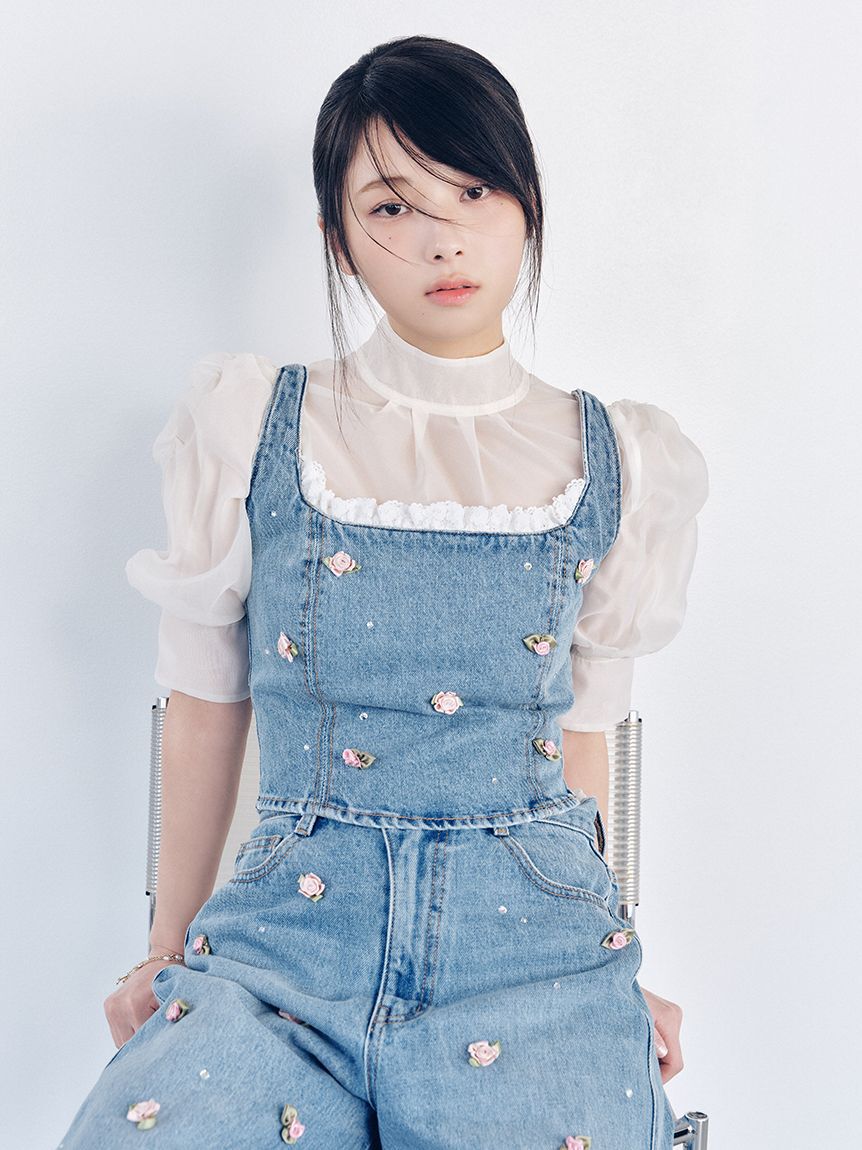 LILY BROWN「[L.B CANDY STOCK]バリエーションビジューデニムパンツ」|チノ|