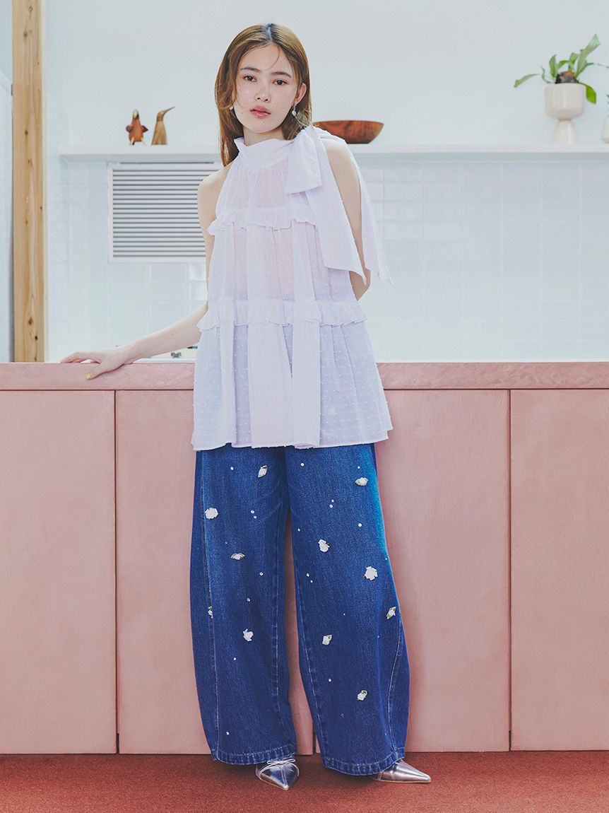 LILY BROWN「[L.B CANDY STOCK]バリエーションビジューデニムパンツ」|チノ|