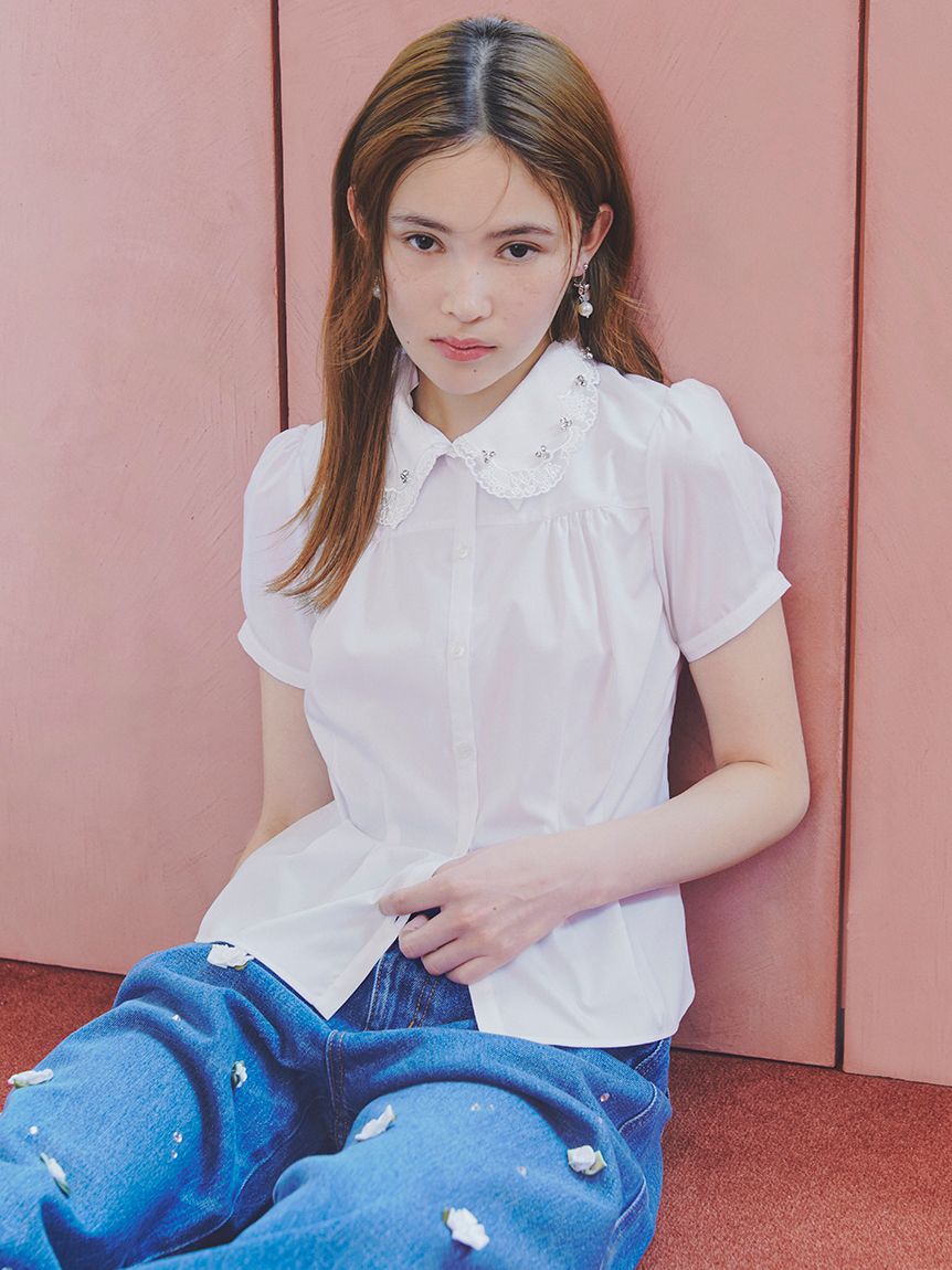 LILY BROWN「[L.B CANDY STOCK]バリエーションビジューデニムパンツ」|チノ|