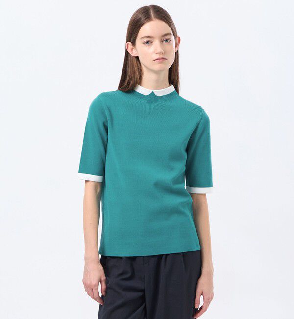 MACKINTOSH PHILOSOPHY「Cleric Collar Knit ハーフスリーブ」|ニット・セーター|グリーン