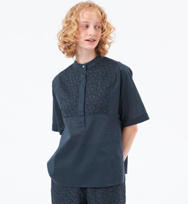 MACKINTOSH PHILOSOPHY「＜CRANWELL SHIRTS＞フラワーレース」|シャツ・ブラウス|ネイビー