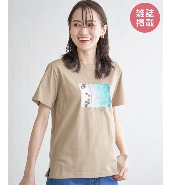 ikka「【雑誌InRed5月号掲載】ロゴフォトプリントTシャツ」|Tシャツ・カットソー|ベージュ