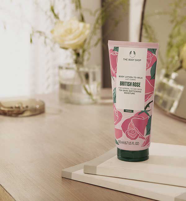 THE BODY SHOP「ミルクイン ボディローション ブリティッシュローズ 200mL」|ボディ保湿|