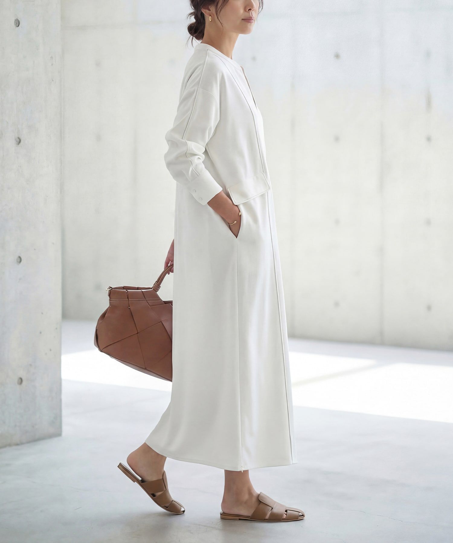 STYLE DELI「【LUXE】配色ステッチ両裾ファスナーワンピース」|ワンピース|