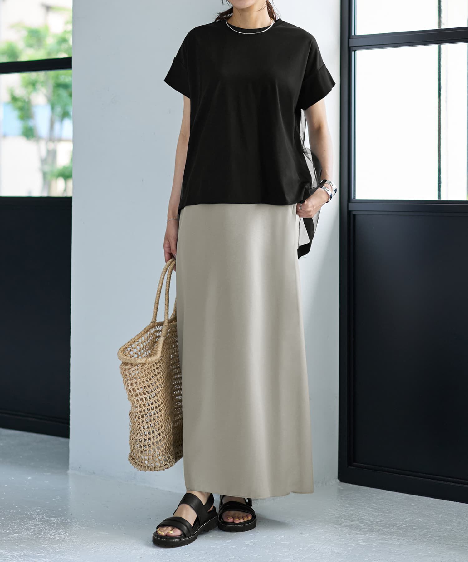 STYLE DELI「【Made in JAPAN】背面チュールカットソートップス」|Tシャツ・カットソー|