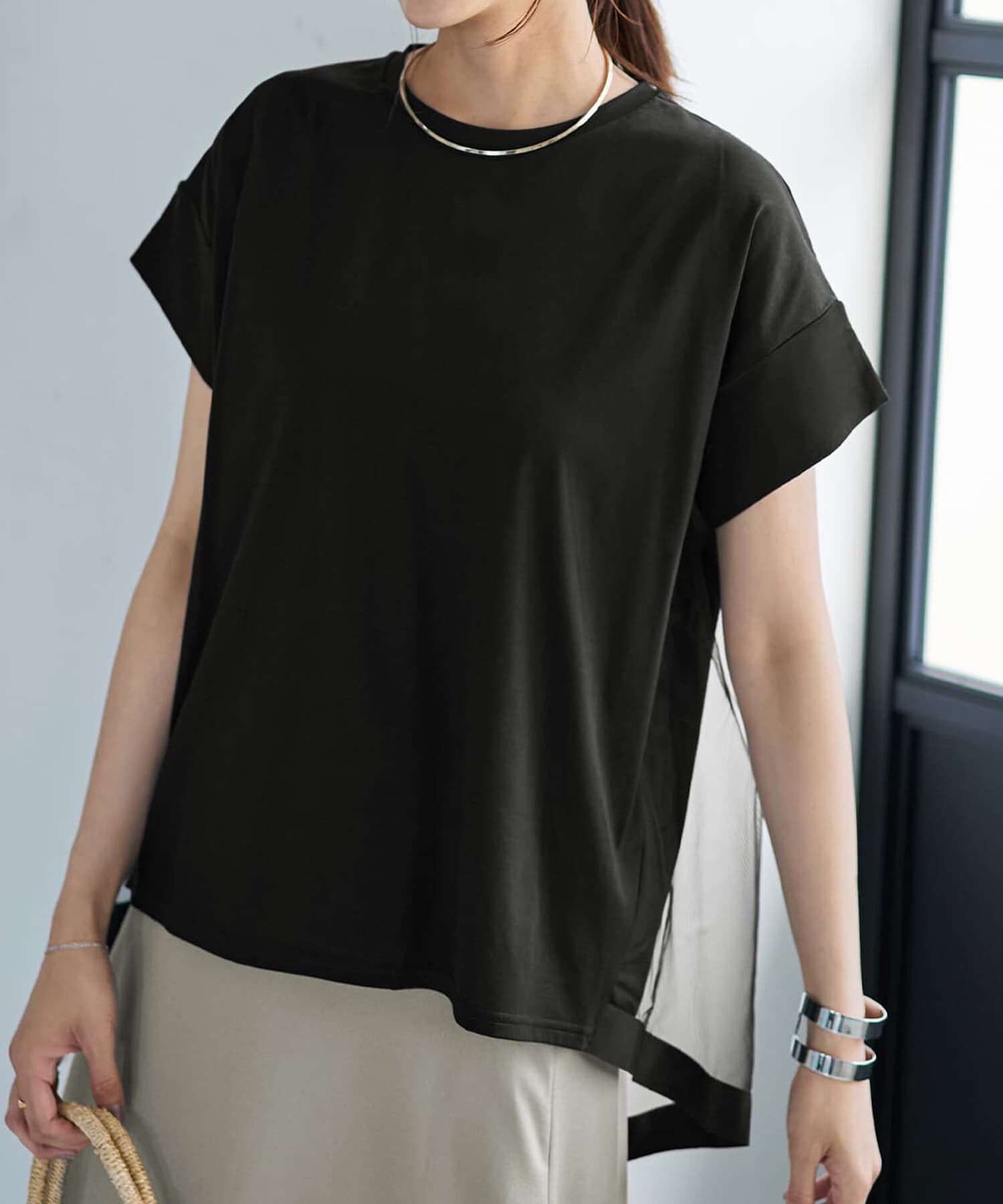 STYLE DELI「【Made in JAPAN】背面チュールカットソートップス」|Tシャツ・カットソー|
