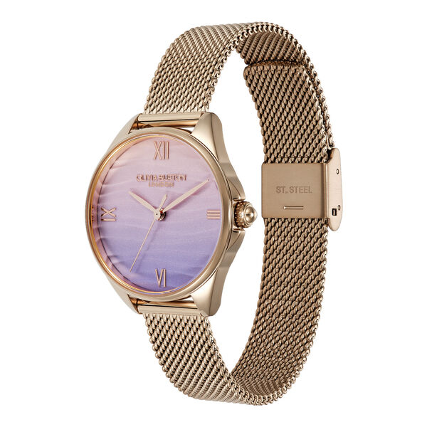 OLIVIA BURTON 「〈OLIVIA BURTON(ｵﾘﾋﾞｱﾊﾞｰﾄﾝ)〉ｼｸﾞﾈﾁｬｰ30mm ｱｼﾞｭｰﾙﾋﾟﾝｸﾊﾟｰﾌﾟﾙ&ﾛｰｽﾞｺﾞｰﾙﾄﾞﾒｯｼｭ」|腕時計|