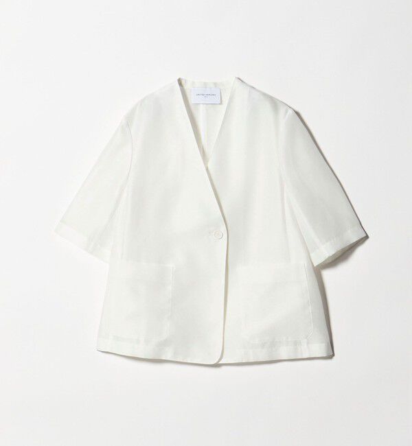 UNITED ARROWS「シアー ノーラペル ハーフスリーブ ジャケット ‐ウォッシャブル‐」|ノーカラージャケット|