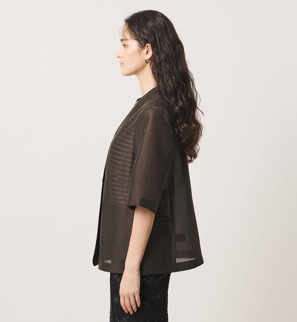 UNITED ARROWS「シアー ノーラペル ハーフスリーブ ジャケット ‐ウォッシャブル‐」|ノーカラージャケット|