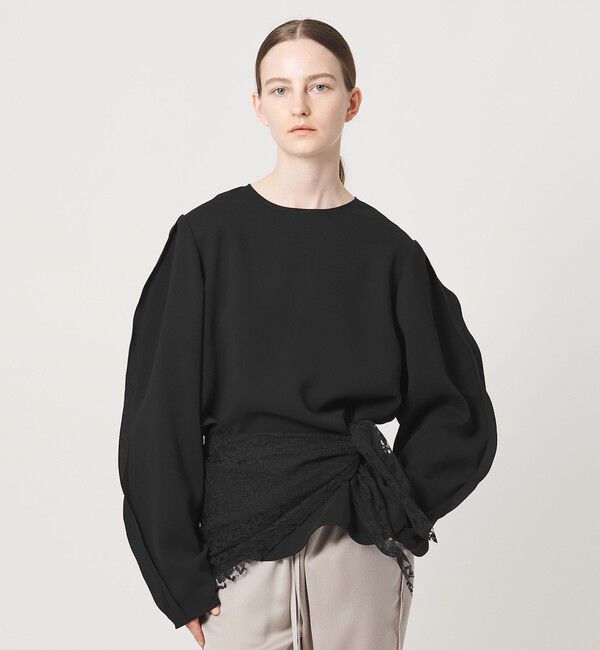 AEWEN MATOPH「＜AEWEN MATOPH＞レーススカーフ ブラウス ウォッシャブル」|シャツ・ブラウス|BLACK