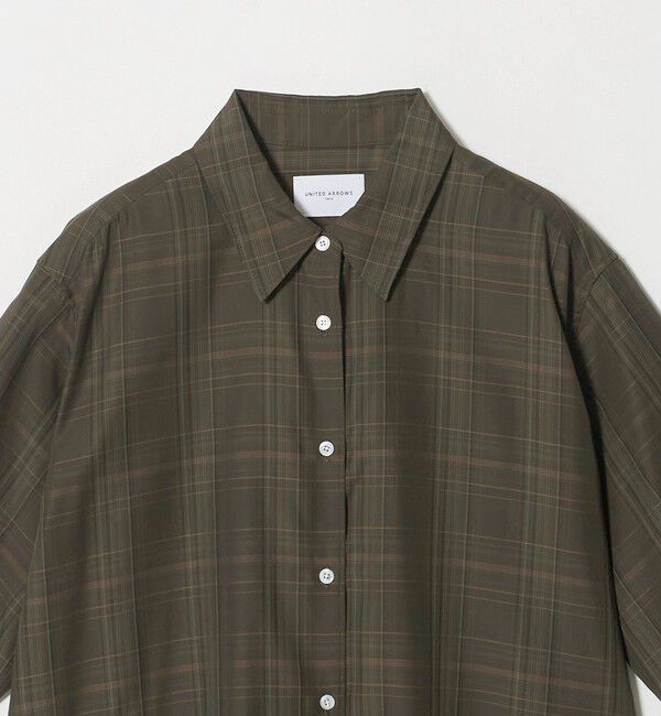 UNITED ARROWS「チェック スカーフ 5分袖 シャツ」|シャツ・ブラウス|