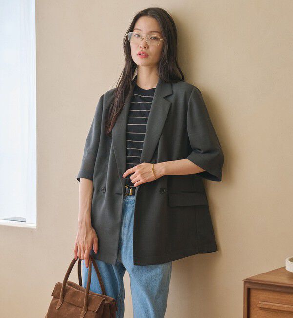 BEAUTY&YOUTH UNITED ARROWS「ポリエステル メッシュ ハーフスリーブ ジャケット ウォッシャブル」|テーラードジャケット|