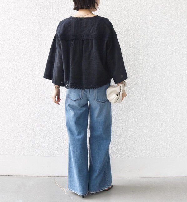 SHIPS for women「〈手洗い可能〉パッチワーク レース ショート スリーブ 羽織 ブラウス」|シャツ・ブラウス|