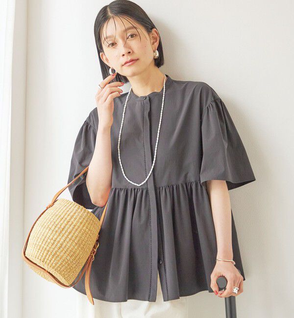 SHIPS for women「〈接触冷感 / 撥水加工〉TEXBRID(R) タフタ ショート スリーブ 羽織 シャツ」|シャツ・ブラウス|