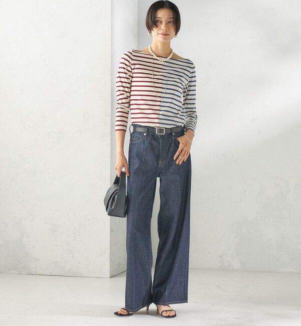 SHIPS for women「【SHIPS別注】Le minor: バイカラー ボートネック プルオーバー」|Tシャツ・カットソー|