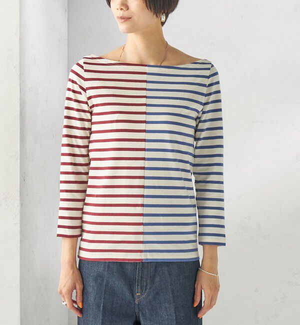 SHIPS for women「【SHIPS別注】Le minor: バイカラー ボートネック プルオーバー」|Tシャツ・カットソー|