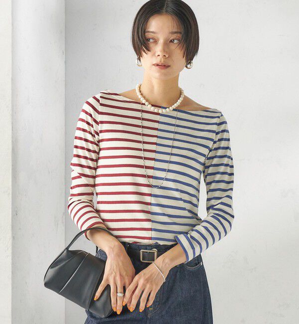 SHIPS for women「【SHIPS別注】Le minor: バイカラー ボートネック プルオーバー」|Tシャツ・カットソー|
