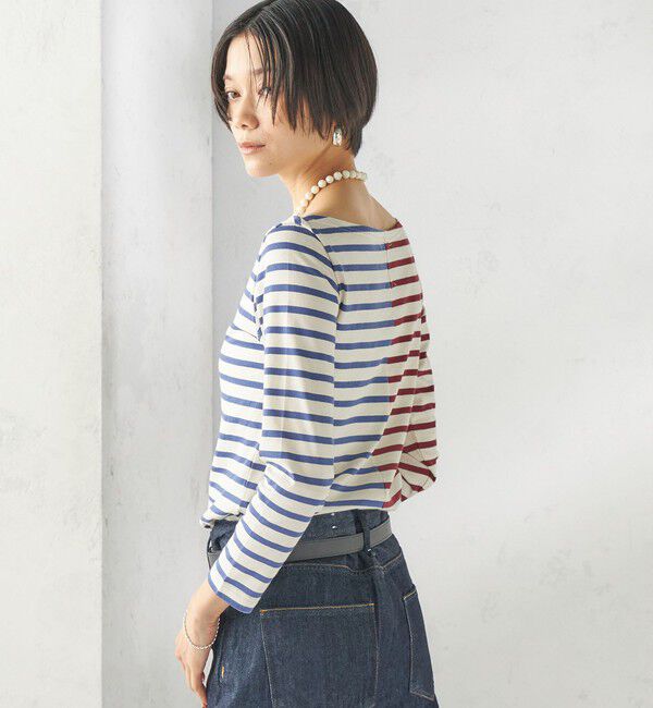 SHIPS for women「【SHIPS別注】Le minor: バイカラー ボートネック プルオーバー」|Tシャツ・カットソー|