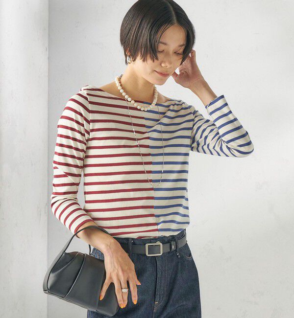 SHIPS for women「【SHIPS別注】Le minor: バイカラー ボートネック プルオーバー」|Tシャツ・カットソー|