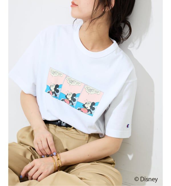 SLOBE IENA「《追加》Champion/チャンピオン SLOBE別注 /Mickey/Donald/ Tシャツ」|Tシャツ・カットソー|ホワイト