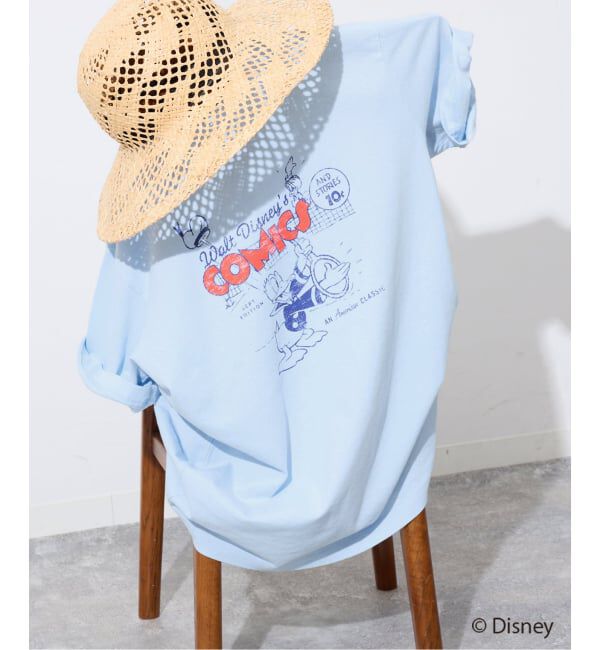 SLOBE IENA「《追加》Champion/チャンピオン SLOBE別注 /Mickey/Donald/ Tシャツ」|Tシャツ・カットソー|サックスブルー B