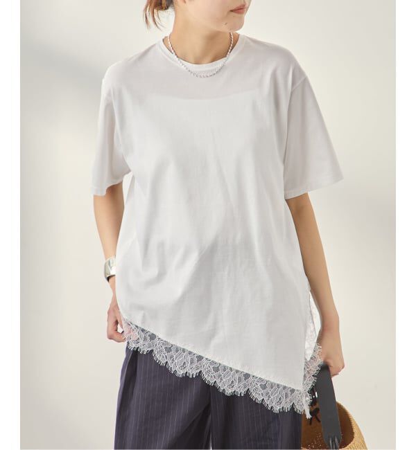 journal standard L'essage「レースイレギュラーヘムTシャツ」|Tシャツ・カットソー|