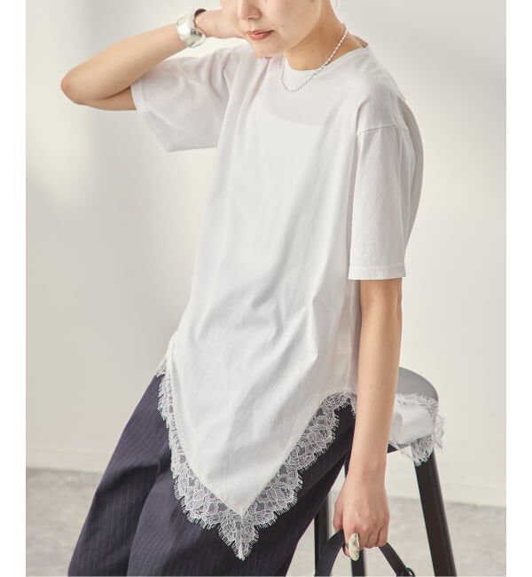 journal standard L'essage「レースイレギュラーヘムTシャツ」|Tシャツ・カットソー|ナチュラル