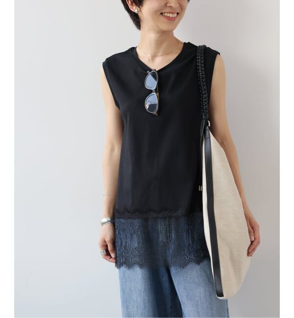 JOURNAL STANDARD relume「レースヘムノースリーブ」|Tシャツ・カットソー|ブラック