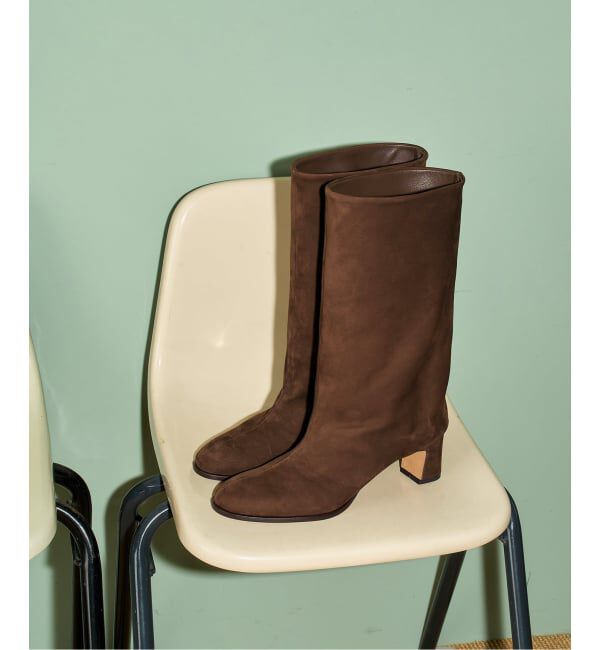 GRISE「《予約/WEB+一部店舗限定》GRISE5.5cmレザーワイドシャフトミドルブーツ」|ロングブーツ|ブラウン