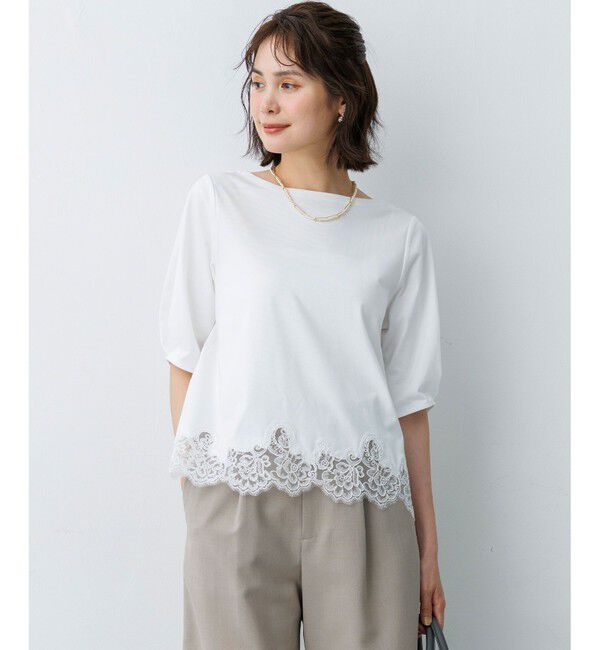 組曲「レースコンビ ボートネック カットソー」|Tシャツ・カットソー|