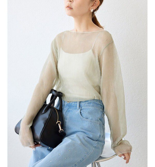 Rope&rsquo;Picnic「ラメシアープリーツトップス」|Tシャツ・カットソー|グレーサブ(09)