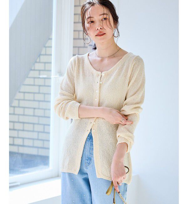 Rope&rsquo;Picnic「【WEB限定】多ボタンミドル丈シアーカーディガン」|カーディガン|